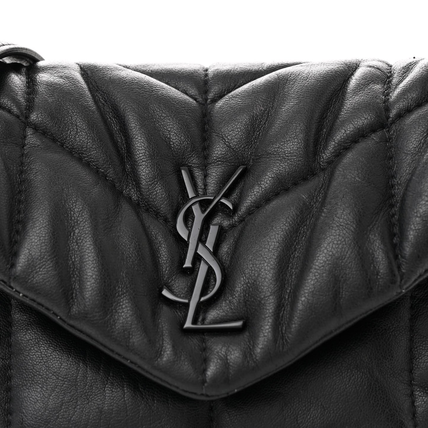 Calfskin Quilted Toy Loulou Puffer Monogram Monochrome Chain Satchel Black