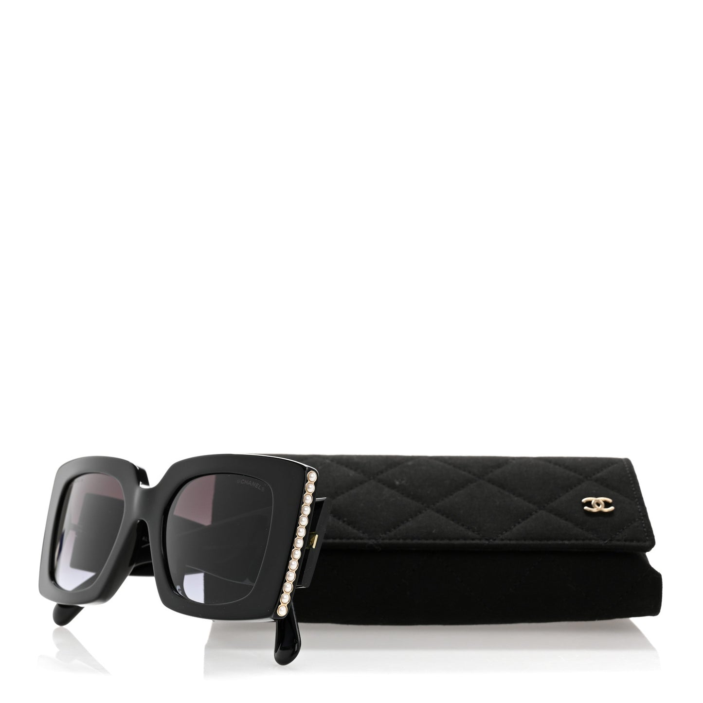 Acetate Pearl Rectangle Sunglasses 5480-H-A Black