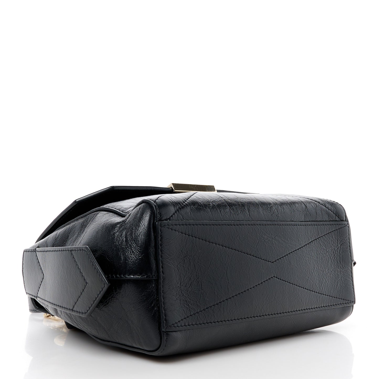 Creased Patent Calfskin Small ID Flap Black