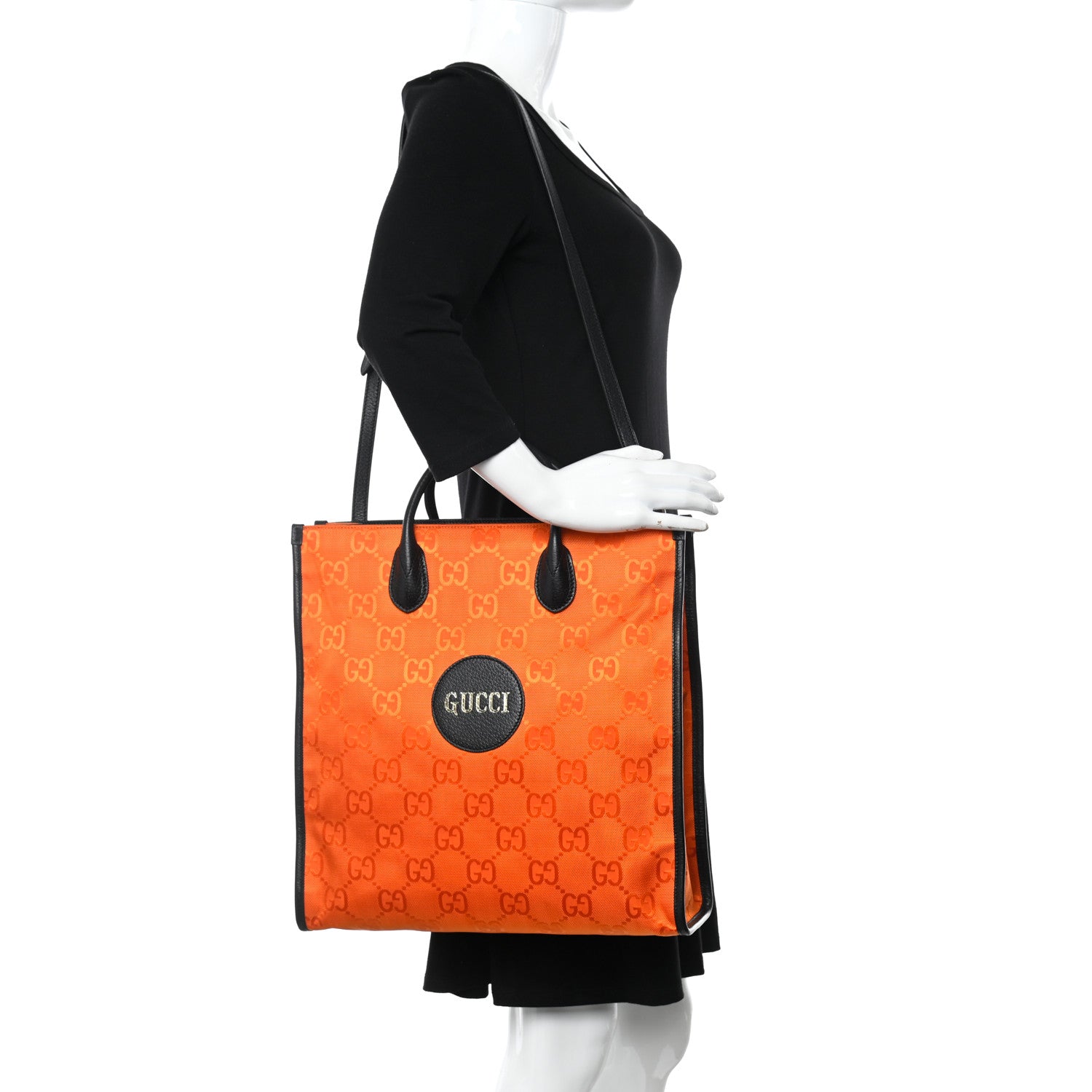 Gucci Econyl Nylon Monogram Off The Grid Long Tote Bag Carrot Orange Black 2 of 10