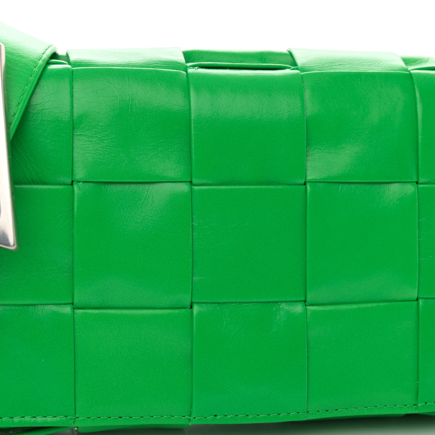 Paper Calfskin Maxi Intrecciato Small Cassette Crossbody Bag Grass