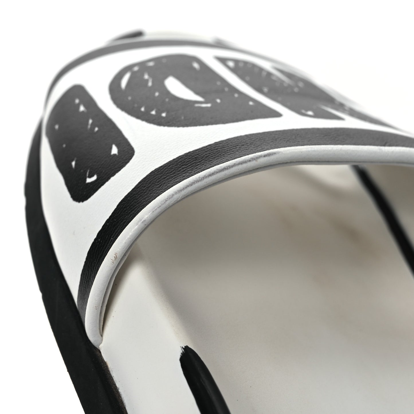 X JOSHUA VIDES Roma Calfskin Fussbetts Slide Sandals 37 Snow White Black