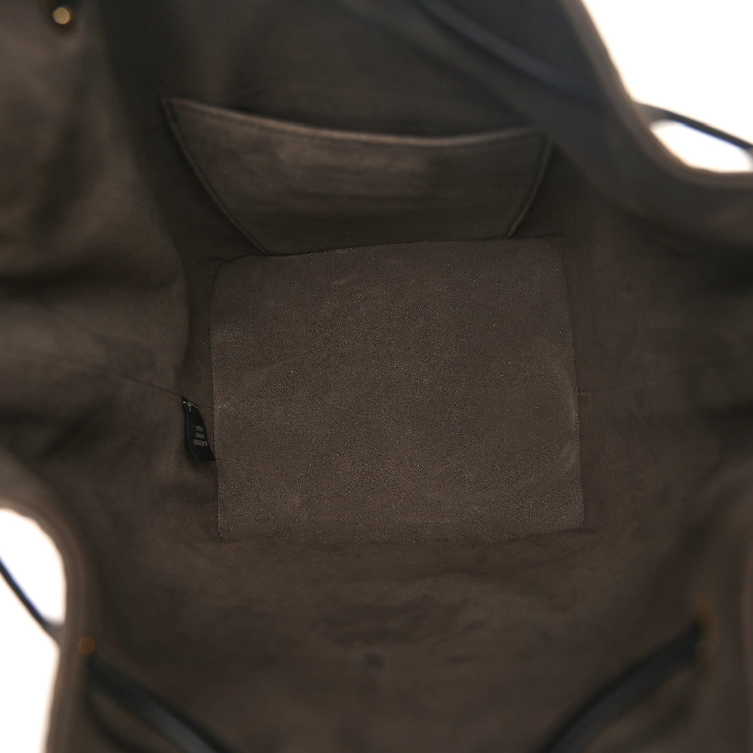 Fendi Glazed Fabric Vitello Grace F is Fendi FF 1974 Stamp Patch Grande Mon Tresor Bucket Bag Mogano Panna Black 5 of 10
