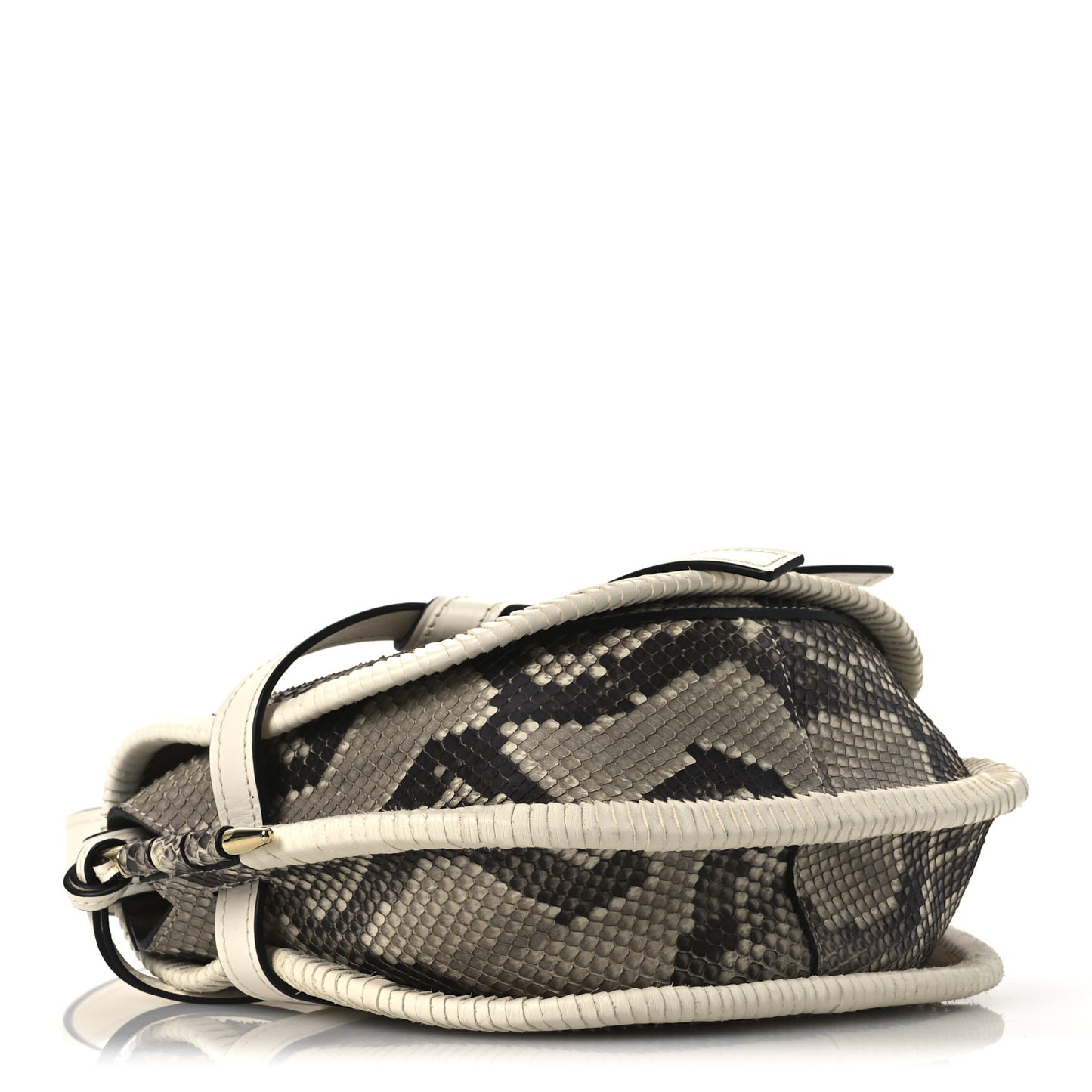 Snakeskin Calfskin Whipstitch Small Gate Crossbody Bag Ivory