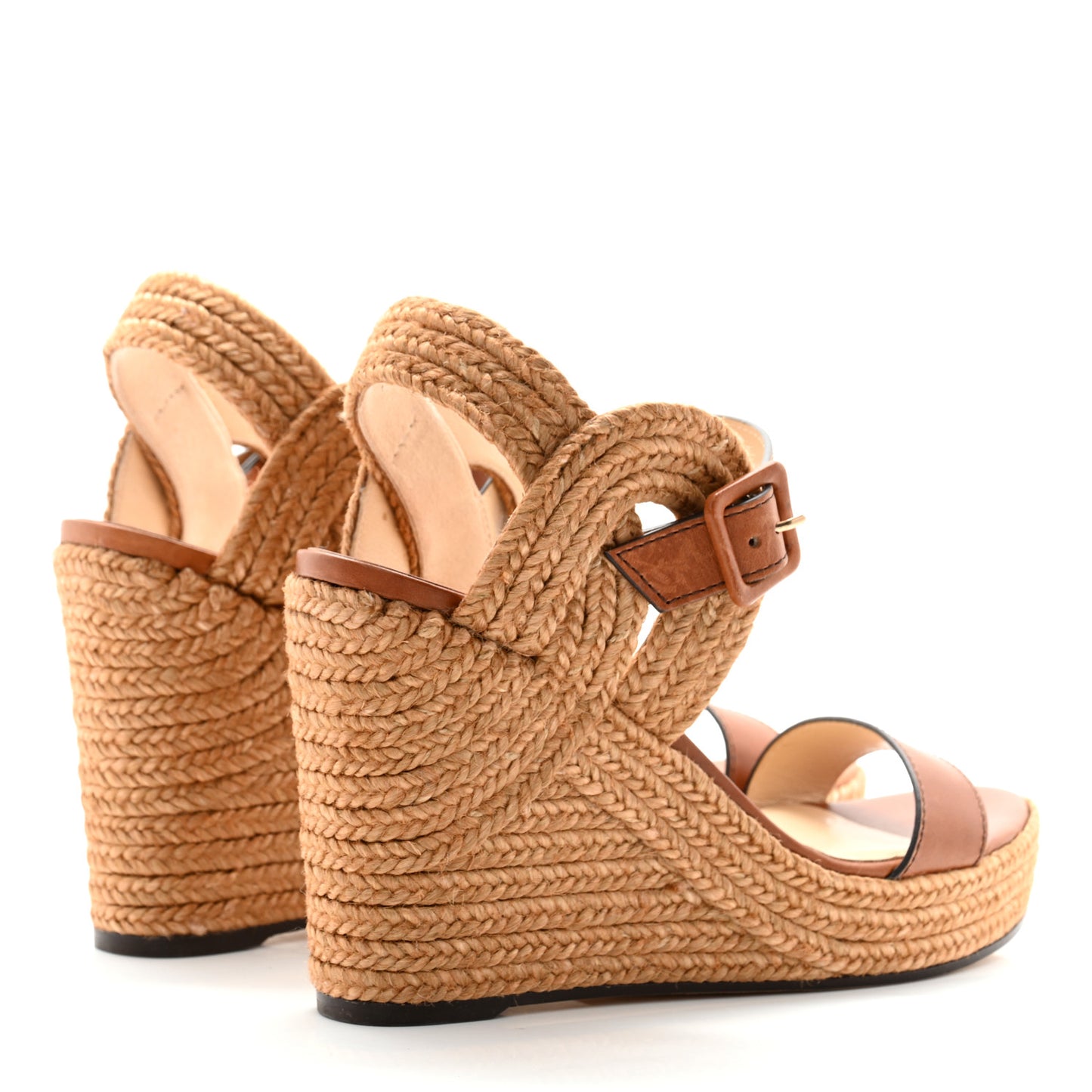Calfskin Espadrille Delphi 100 Wedge Sandals 39.5 Cuoio