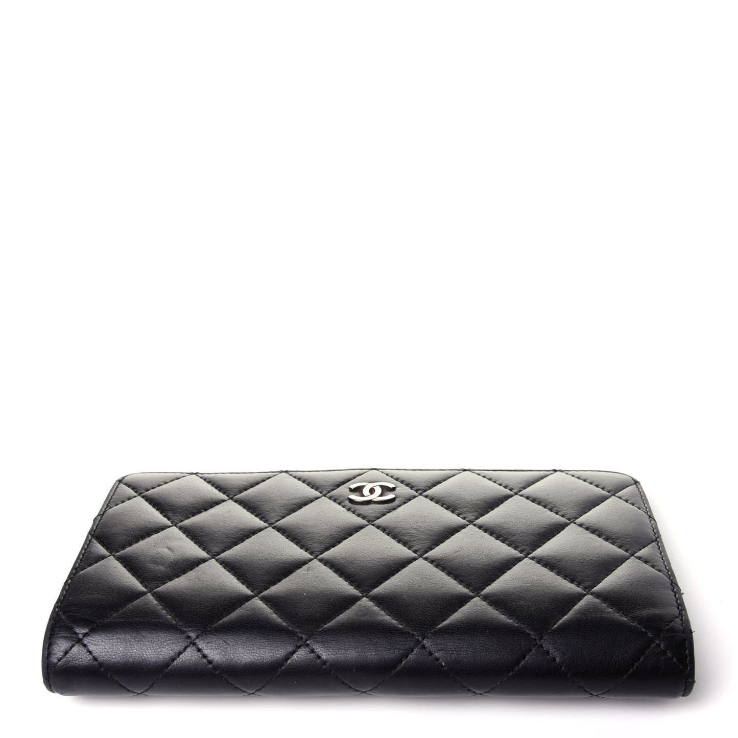 Lambskin Quilted Yen Wallet Black
