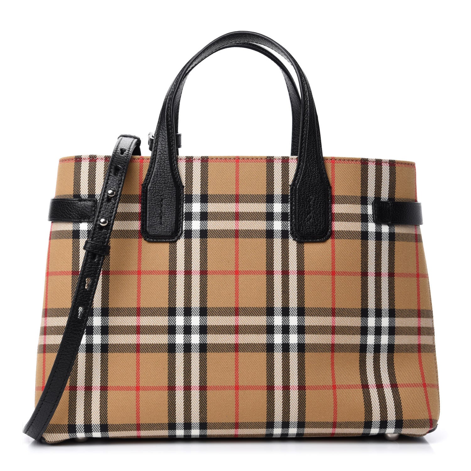 Burberry Goatskin Vintage Check Medium Banner Tote Black 1 of 13