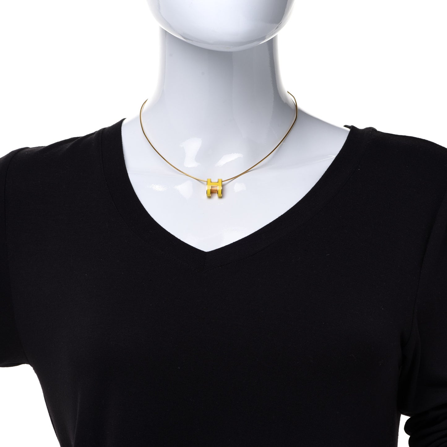 Lacquered Gold Pop H Pendant Necklace Naples Yellow