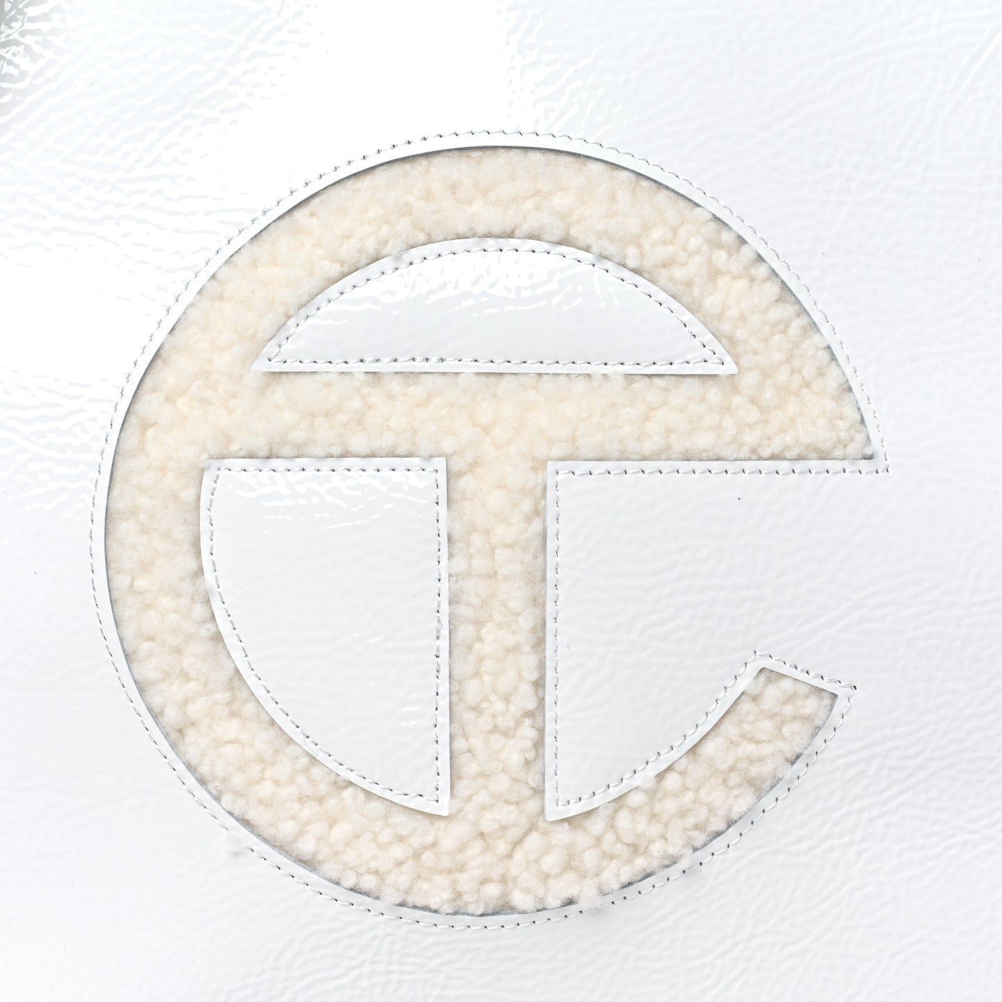 X UGG Crinkle Patent Shearling Medium Shopping Bag White
