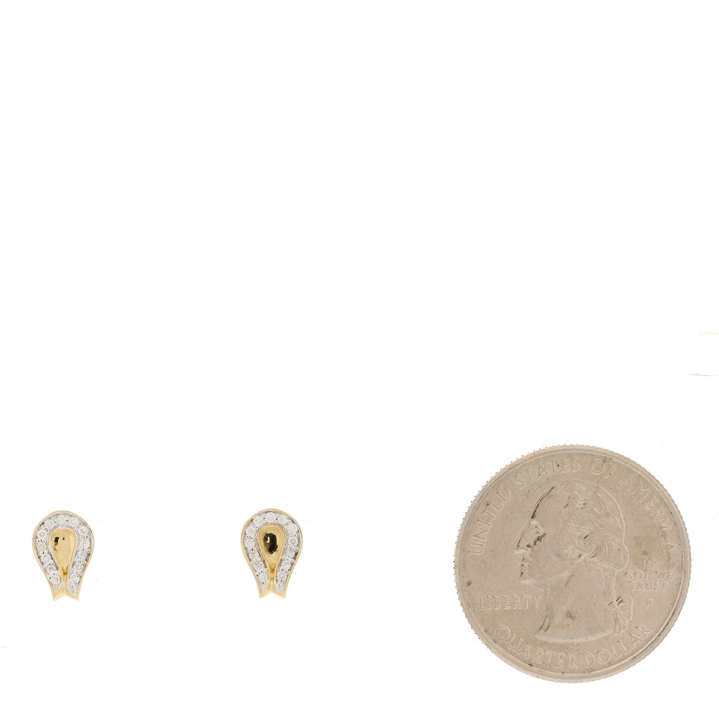 18K Yellow Gold Diamond Surf Stud Earrings