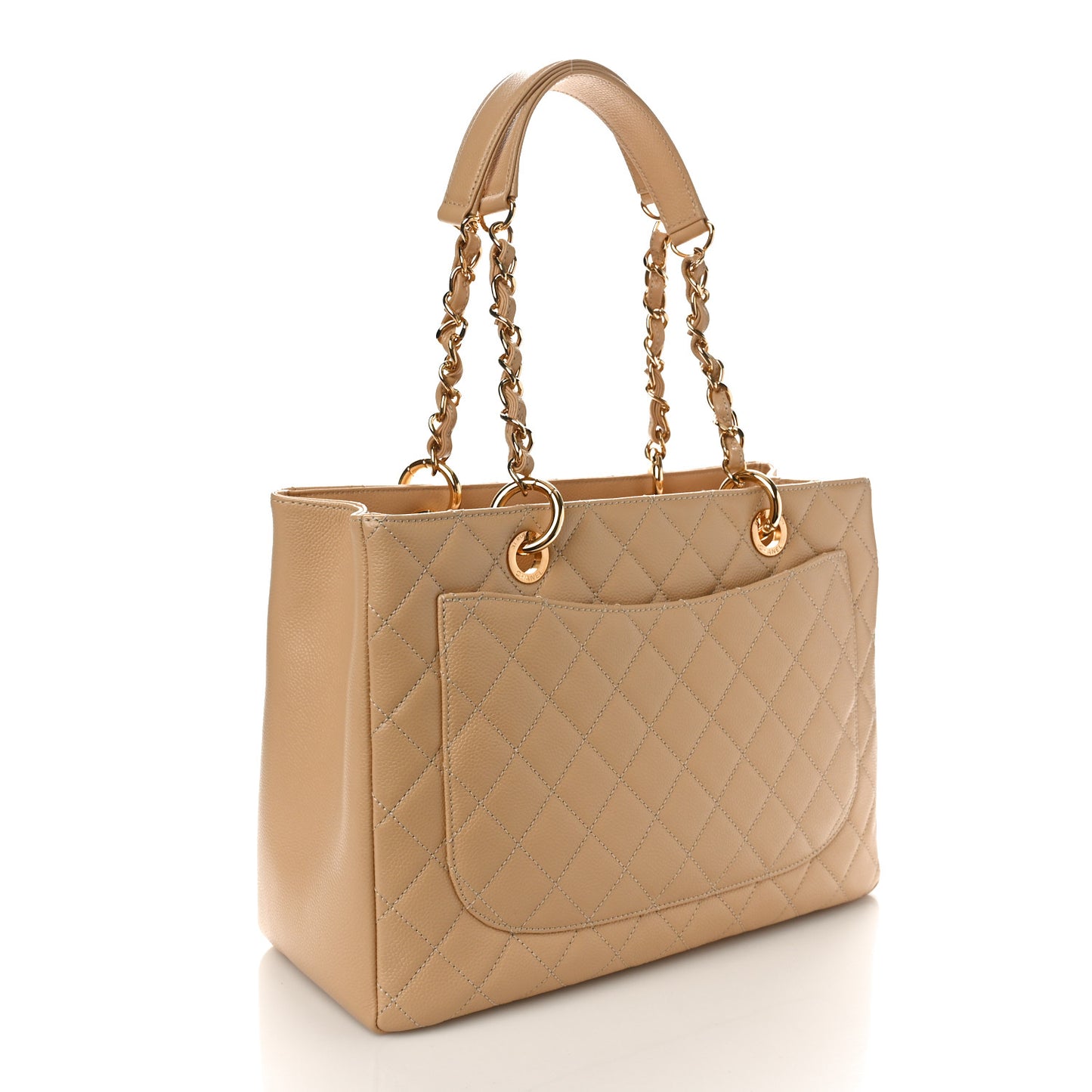Caviar Quilted Grand Shopping Tote GST Beige