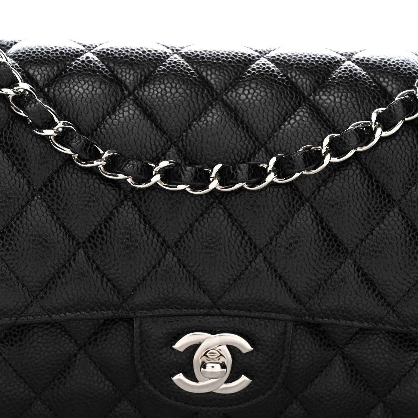 Caviar Quilted Medium Double Flap Black