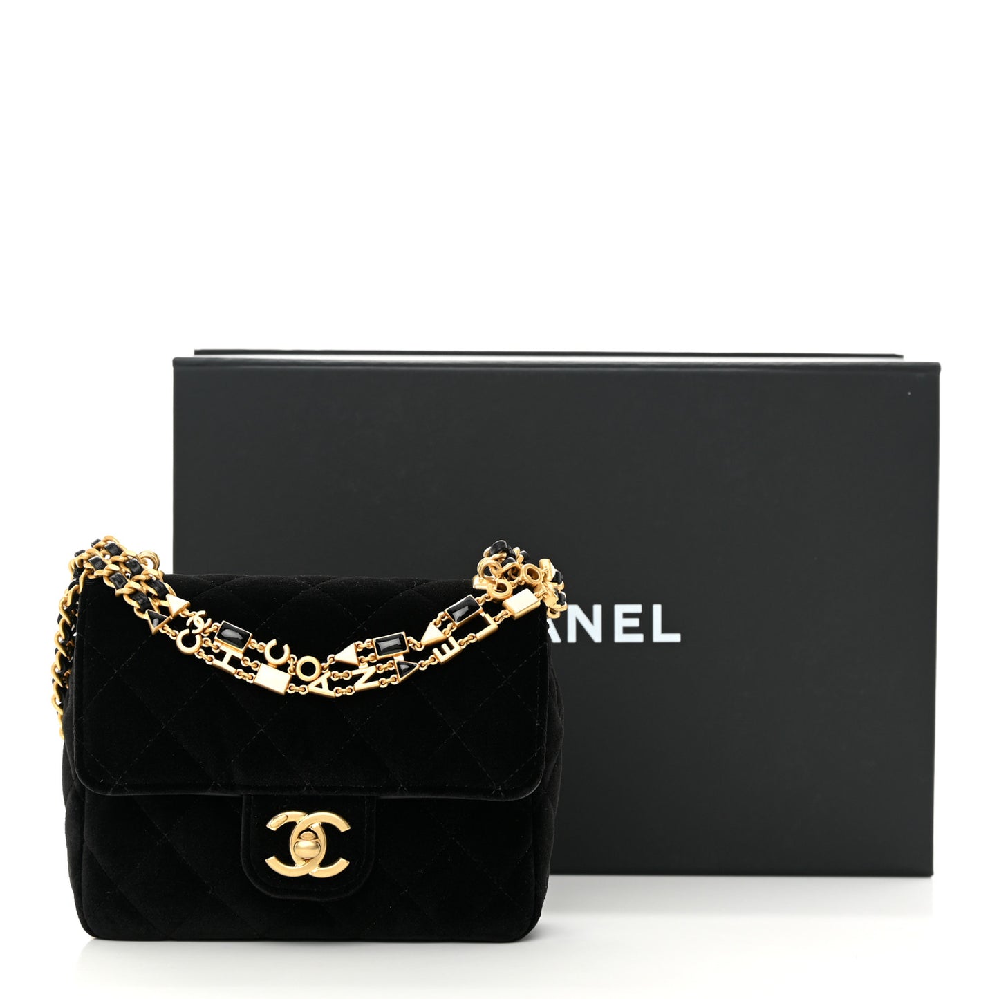 Velvet Enamel Mini Flap Black