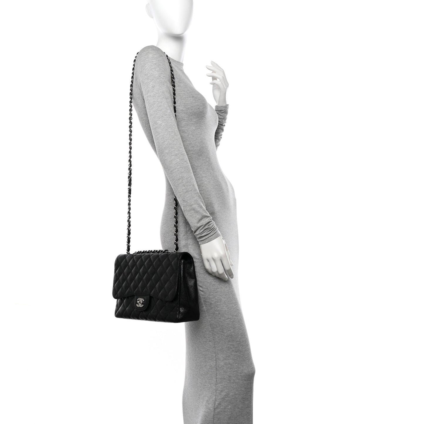 Caviar Quilted Jumbo Single Flap Black