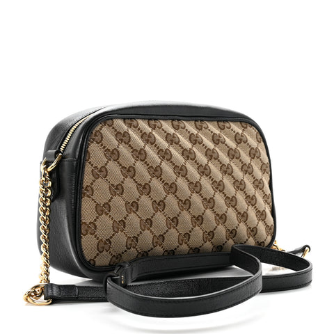Monogram Matelasse Diagonal Small GG Marmont Chain Shoulder Bag Beige Black
