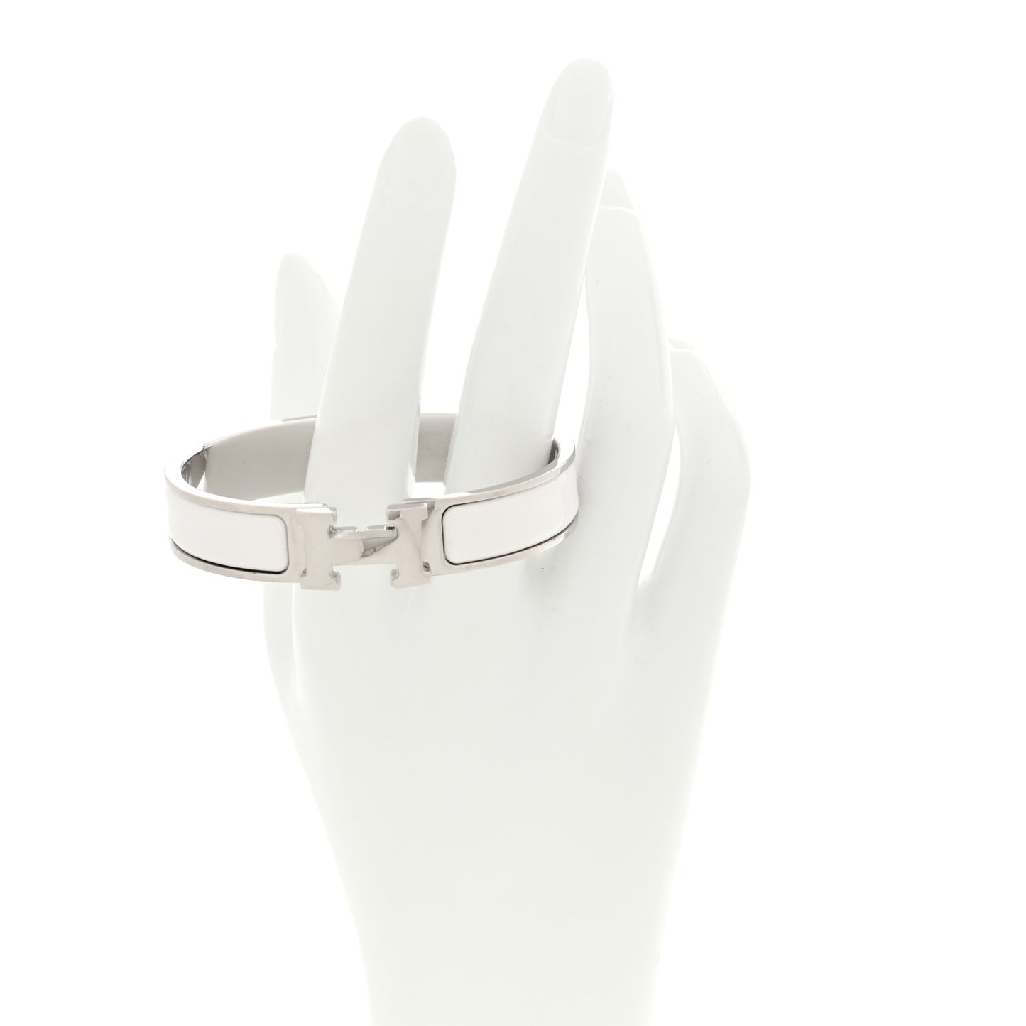 Enamel Narrow Clic Clac H Bracelet GM White