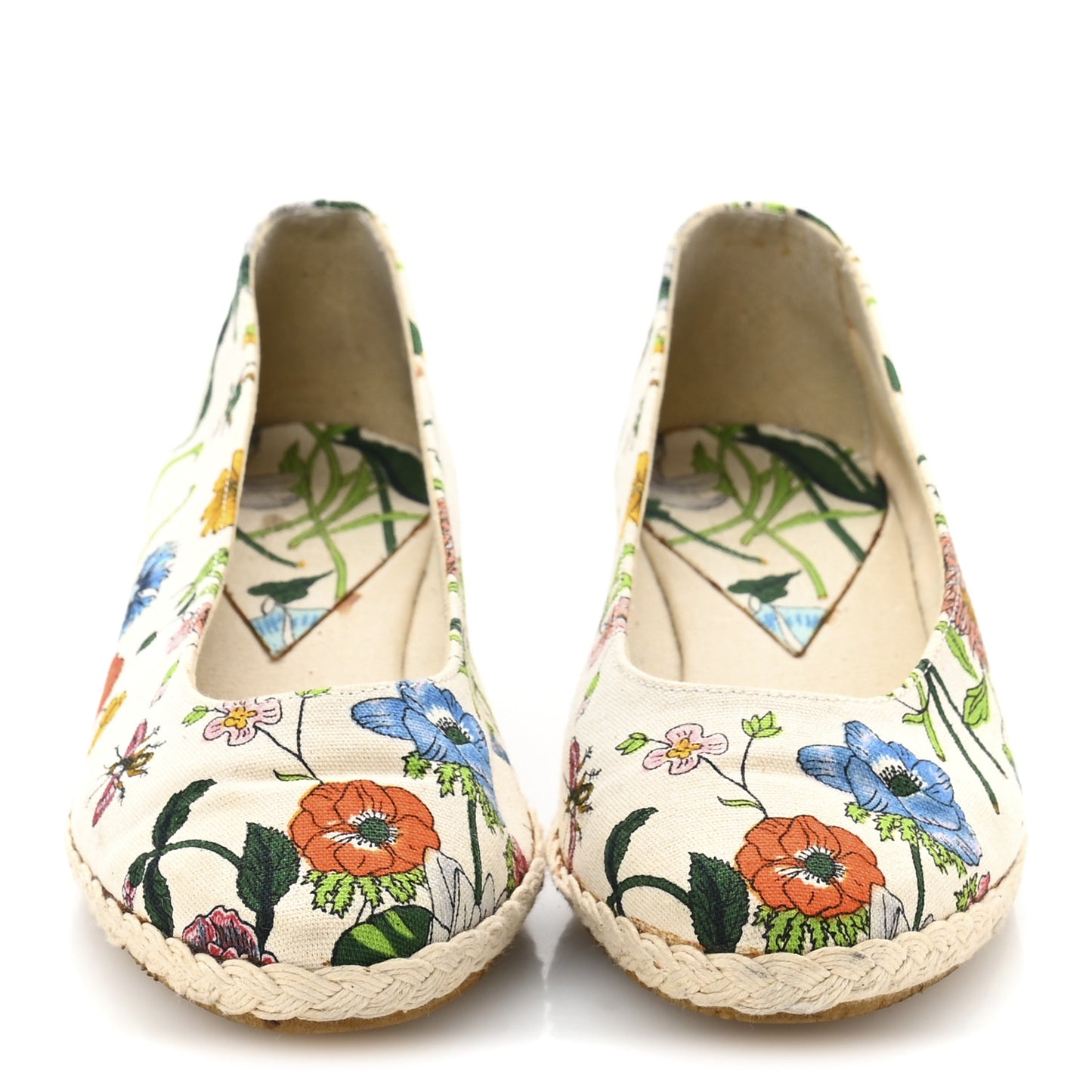Canvas Flora Print Espadrilles Short Wedges 37 White Multicolor