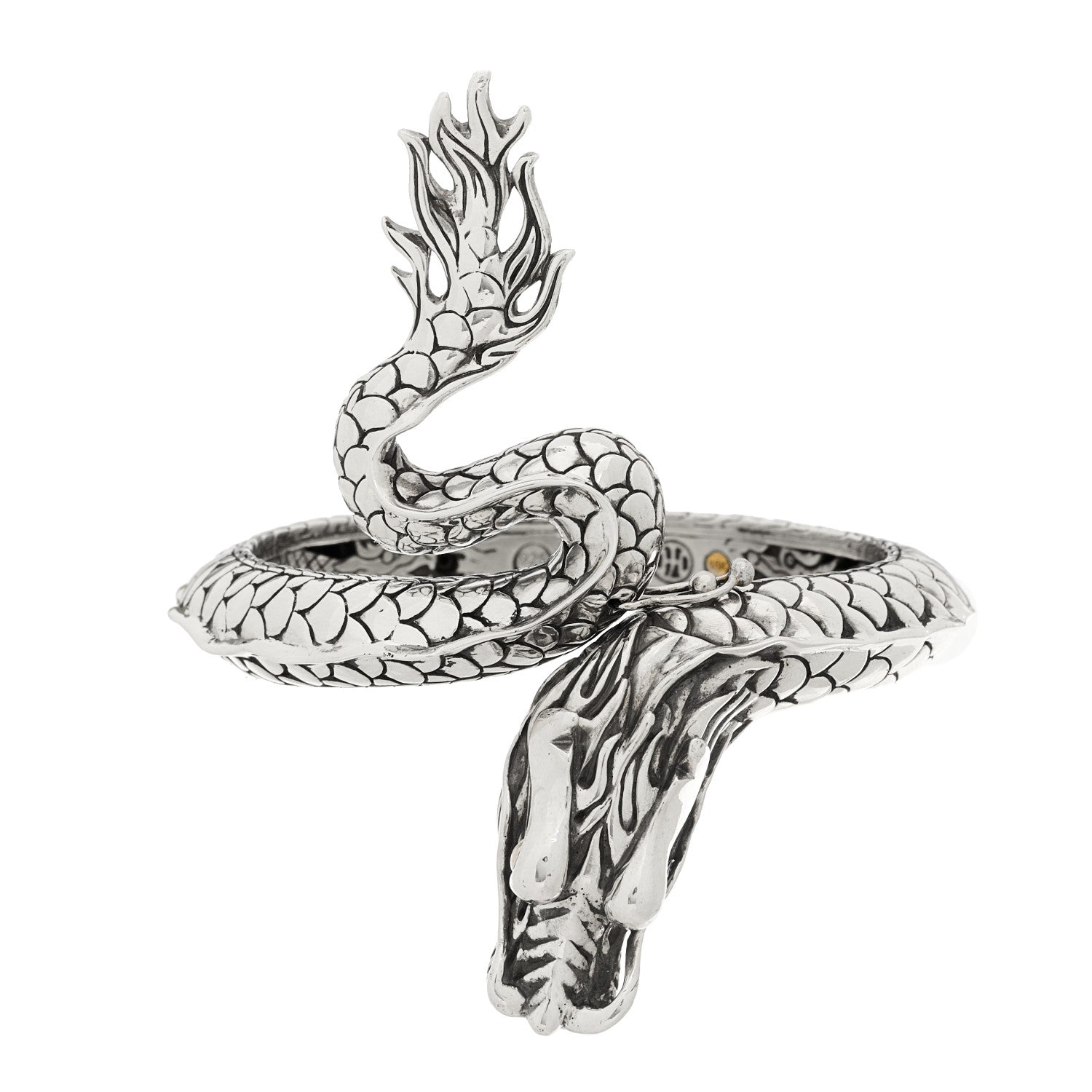 John Hardy Sterling Silver 18K Yellow Gold Naga Dragon Kick Cuff Bracelet 1 of 4