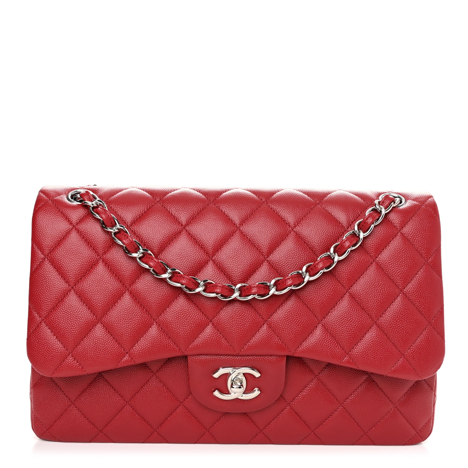 Chanel Caviar Quilted Jumbo Double Flap Red 1 of 10