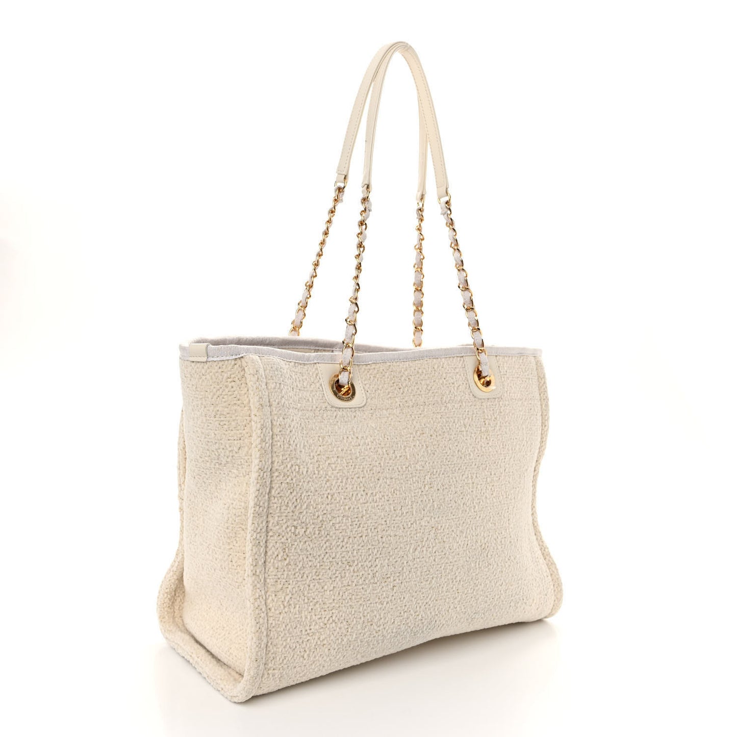 Lurex Boucle Small Deauville Tote White