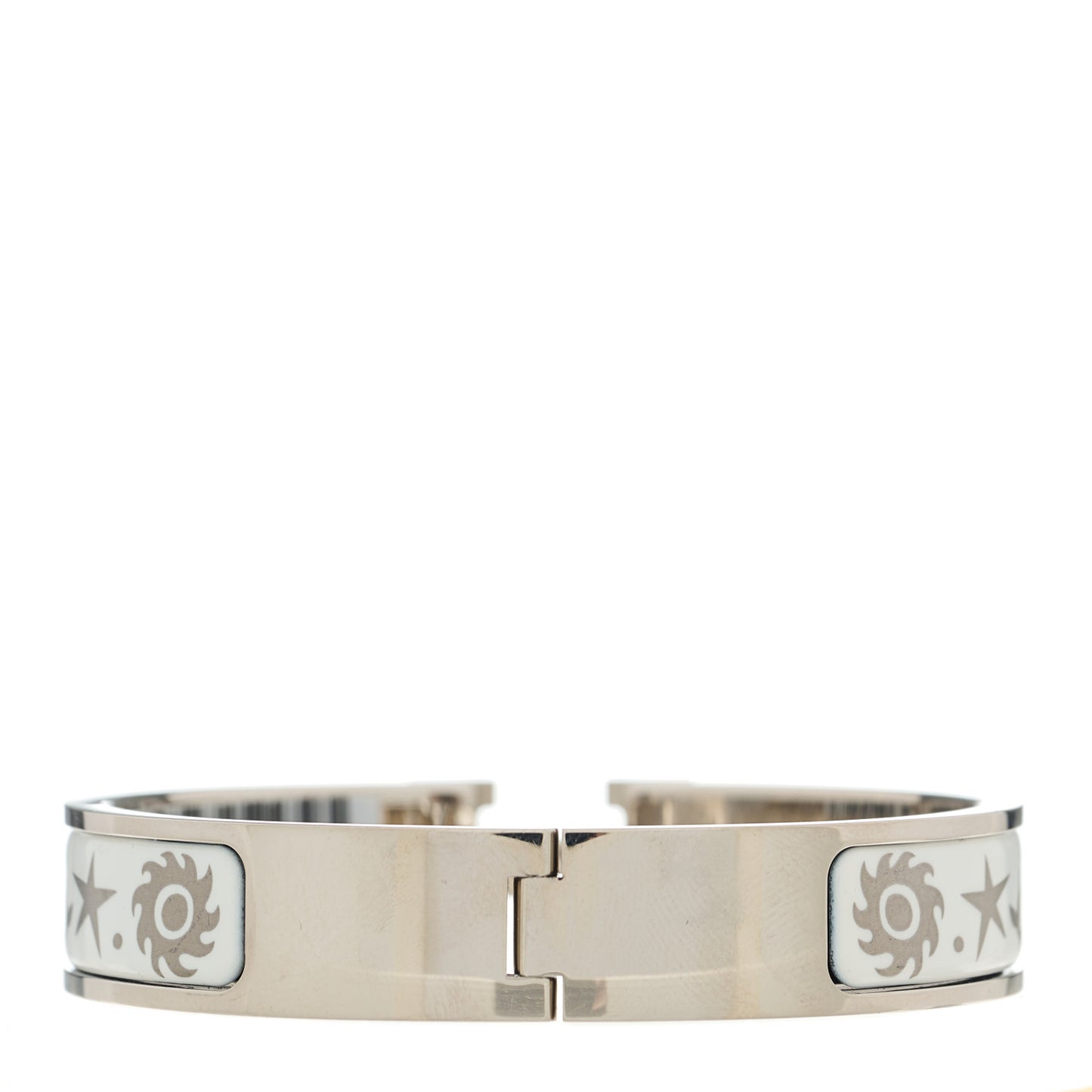 Enamel Printed D'Orphee Narrow Clic Clac H Bracelet PM Platine White