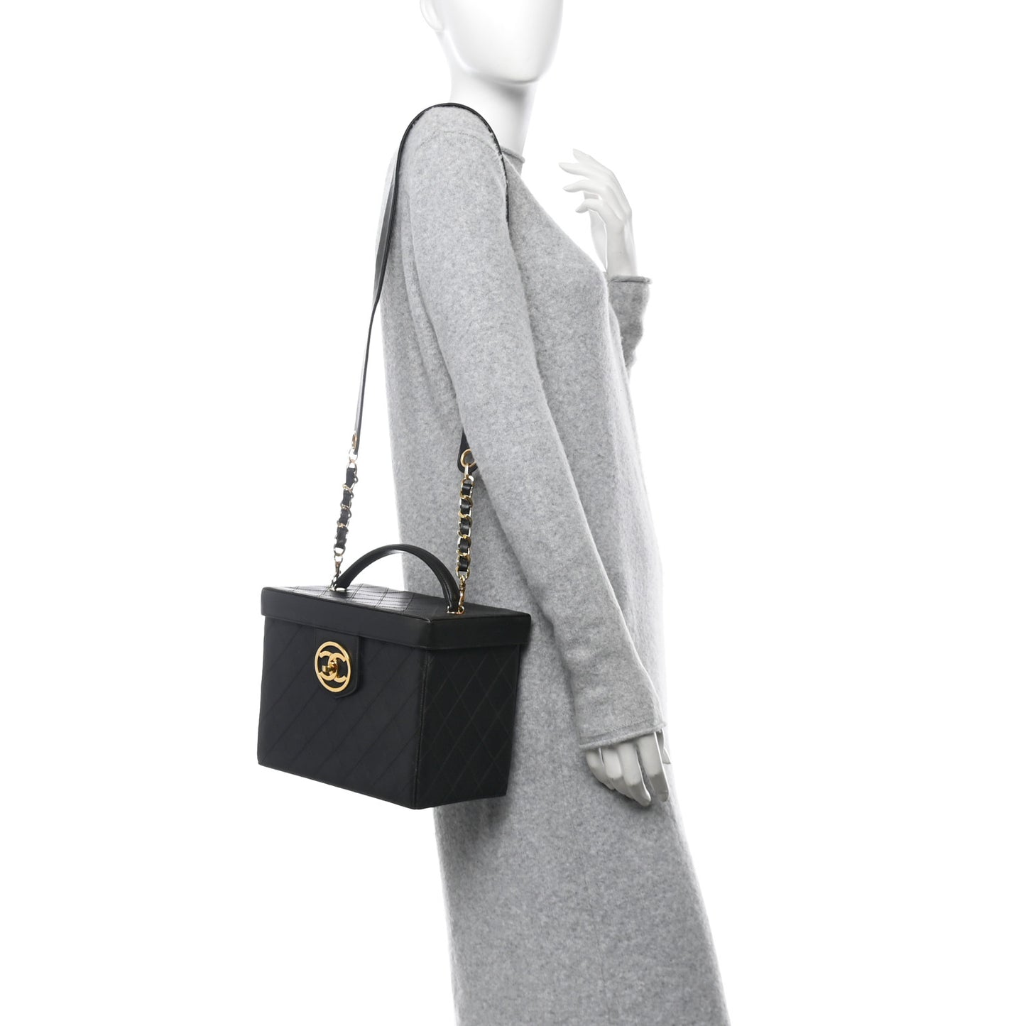 Calfskin Stitch Vanity Case Black