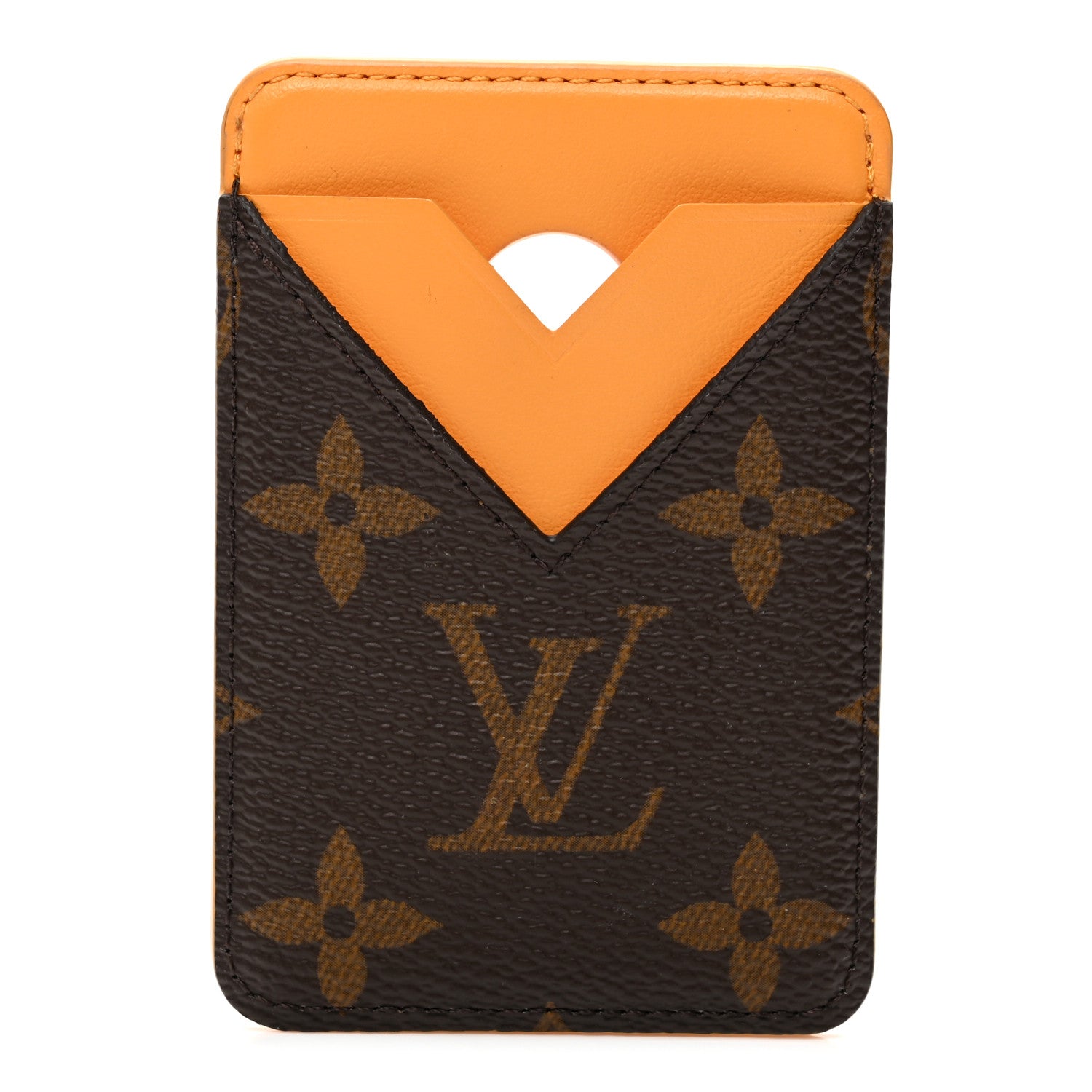 LOUIS VUITTON マネークリップ オレンジ Louis Vuitton Monogram Macassar Magnetic Card Holder Safran Yellow