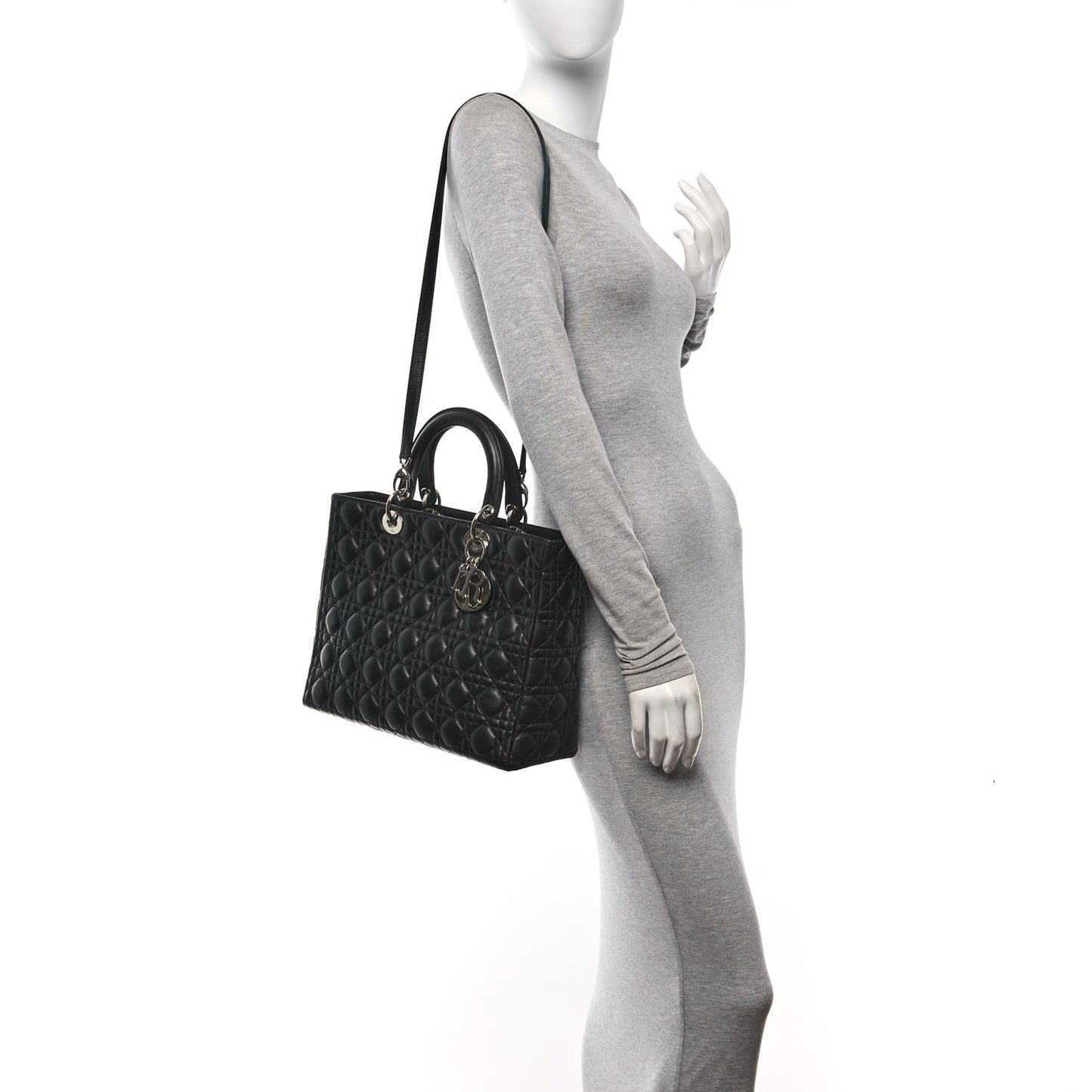 Lambskin Cannage Large Lady Dior Black