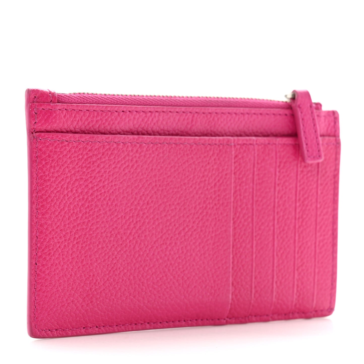 Grained Calfskin Large Cash Long Coin Card Holder Hot Pink