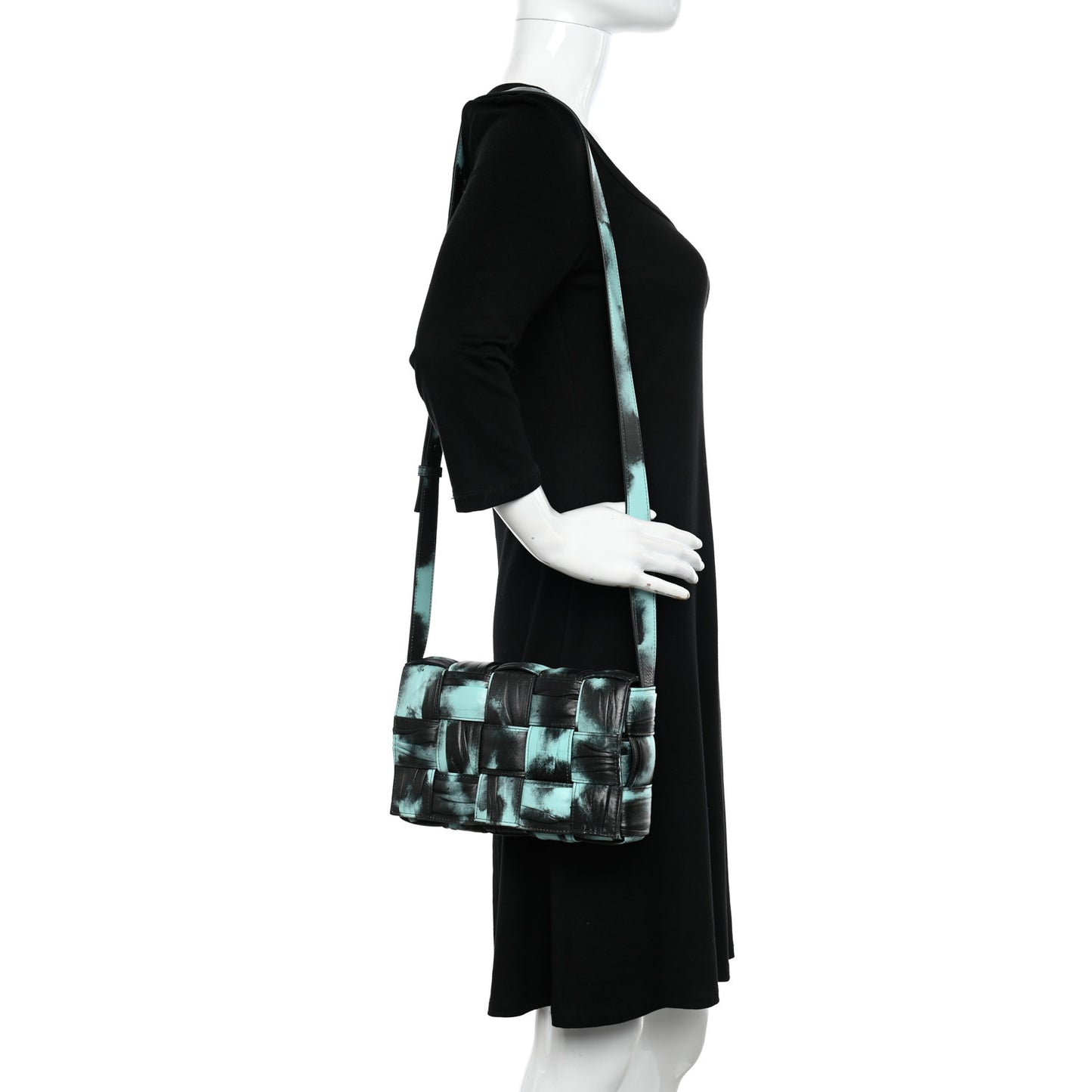 Foulard Tie Dye Maxi Intrecciato Padded Cassette Crossbody Bag Celadon Inkwell