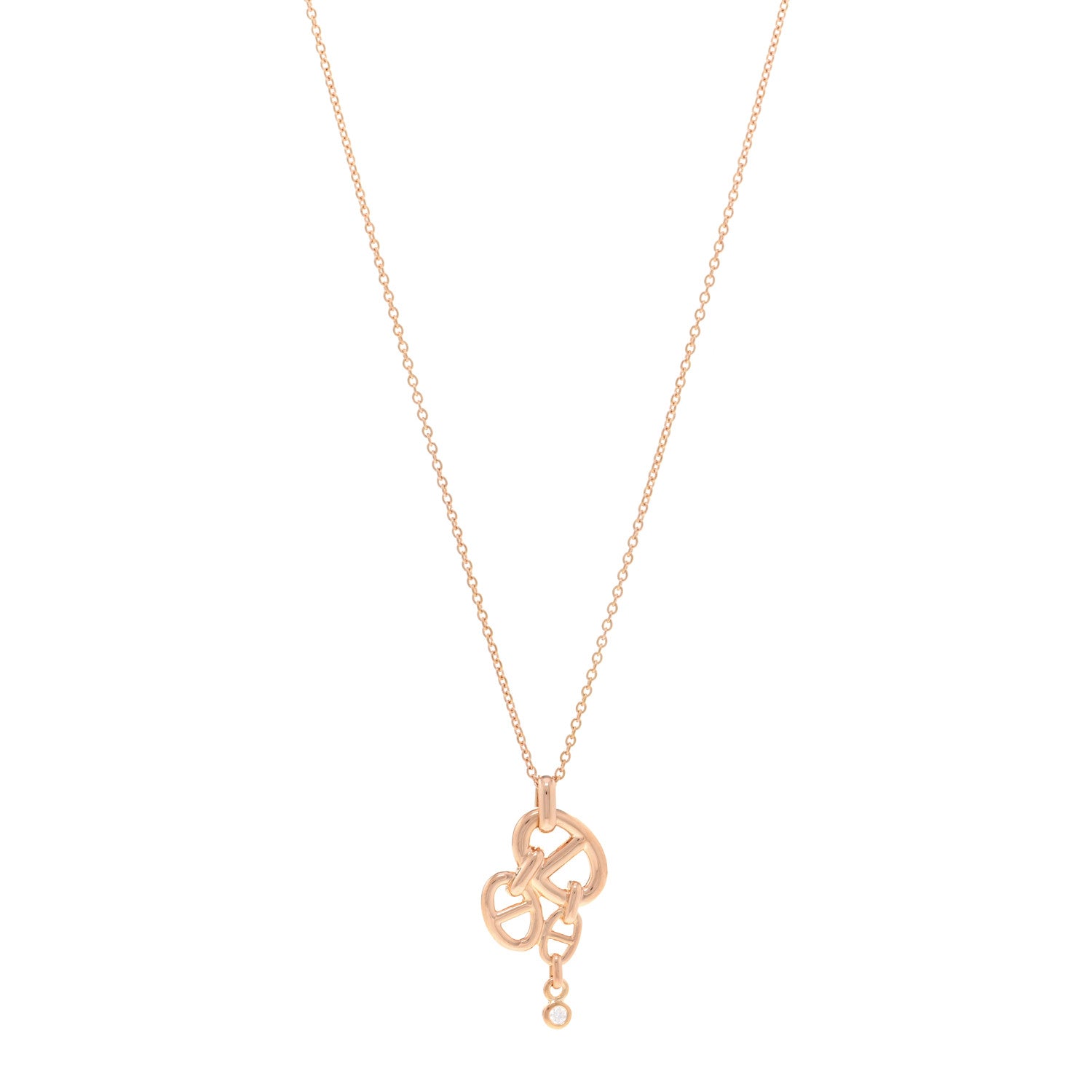 Hermes 18K Rose Gold Diamond Chaine D Ancre Enchainee Necklace MM 