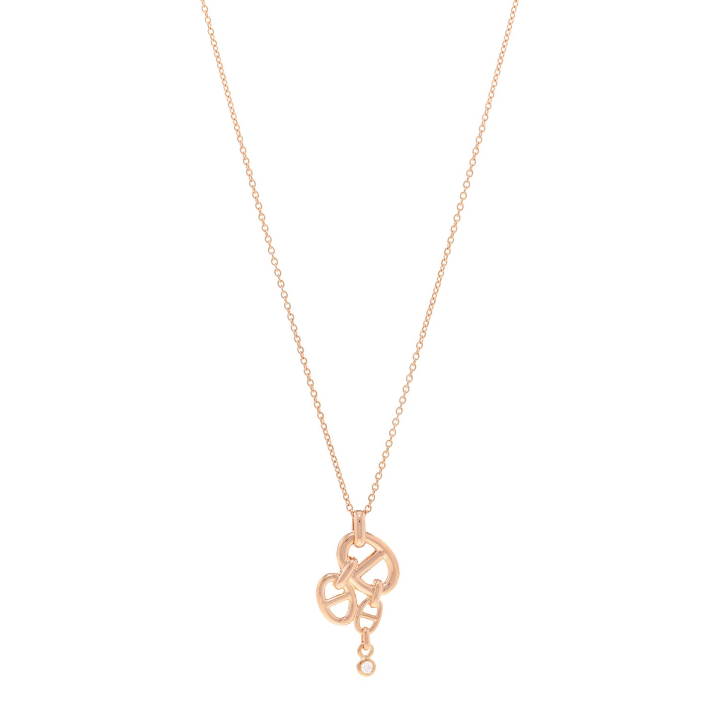 18K Rose Gold Diamond Chaine D Ancre Enchainee Necklace MM