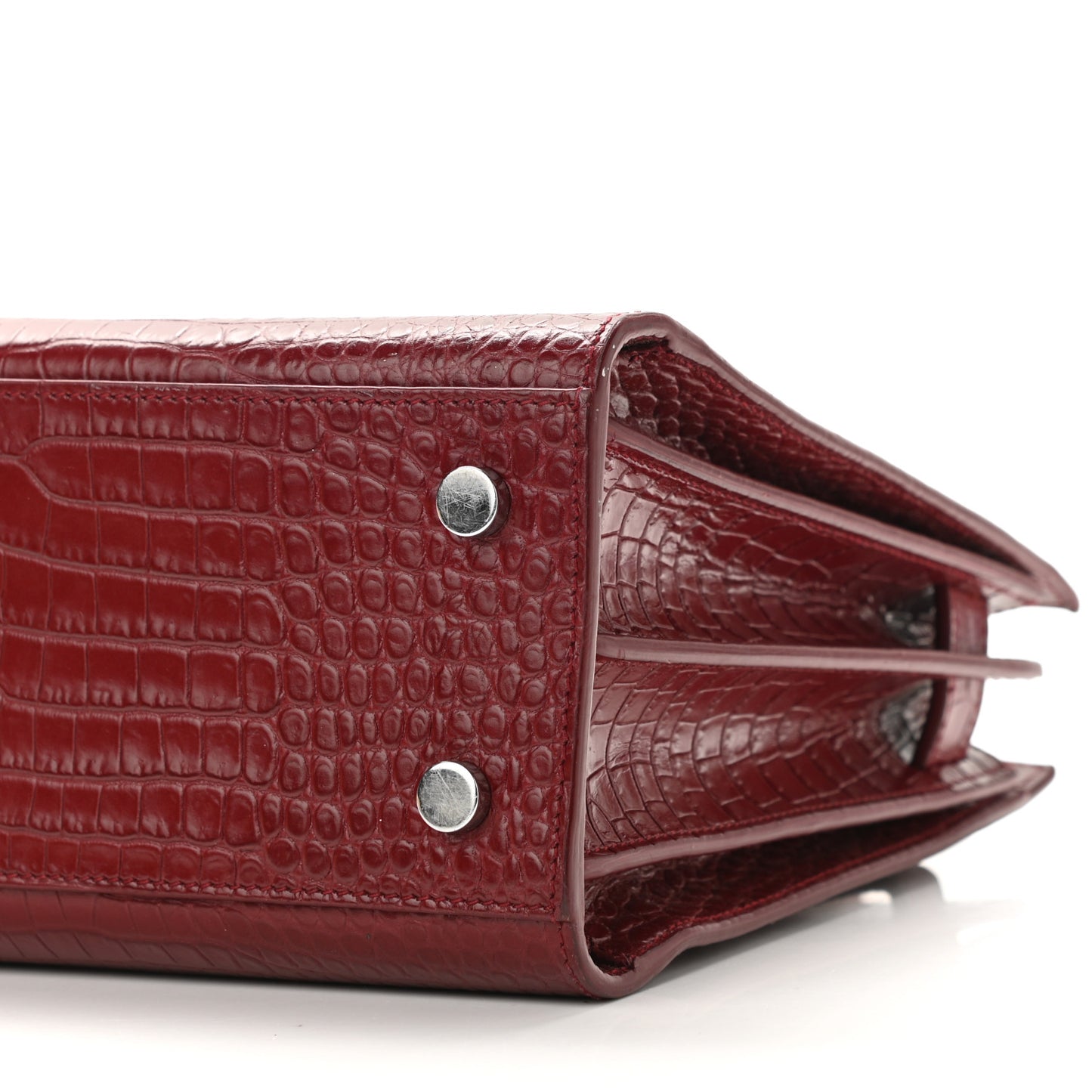Calfskin Crocodile Embossed Small Sac de Jour Red Lacquer