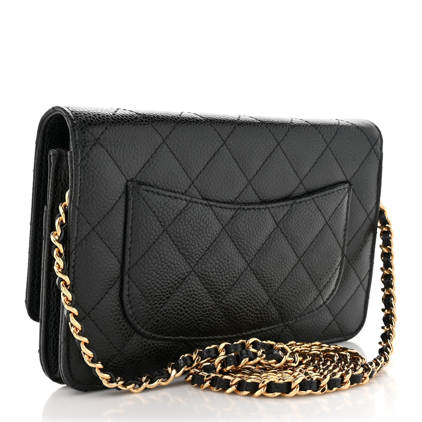 Caviar Quilted Wallet on Chain WOC Black