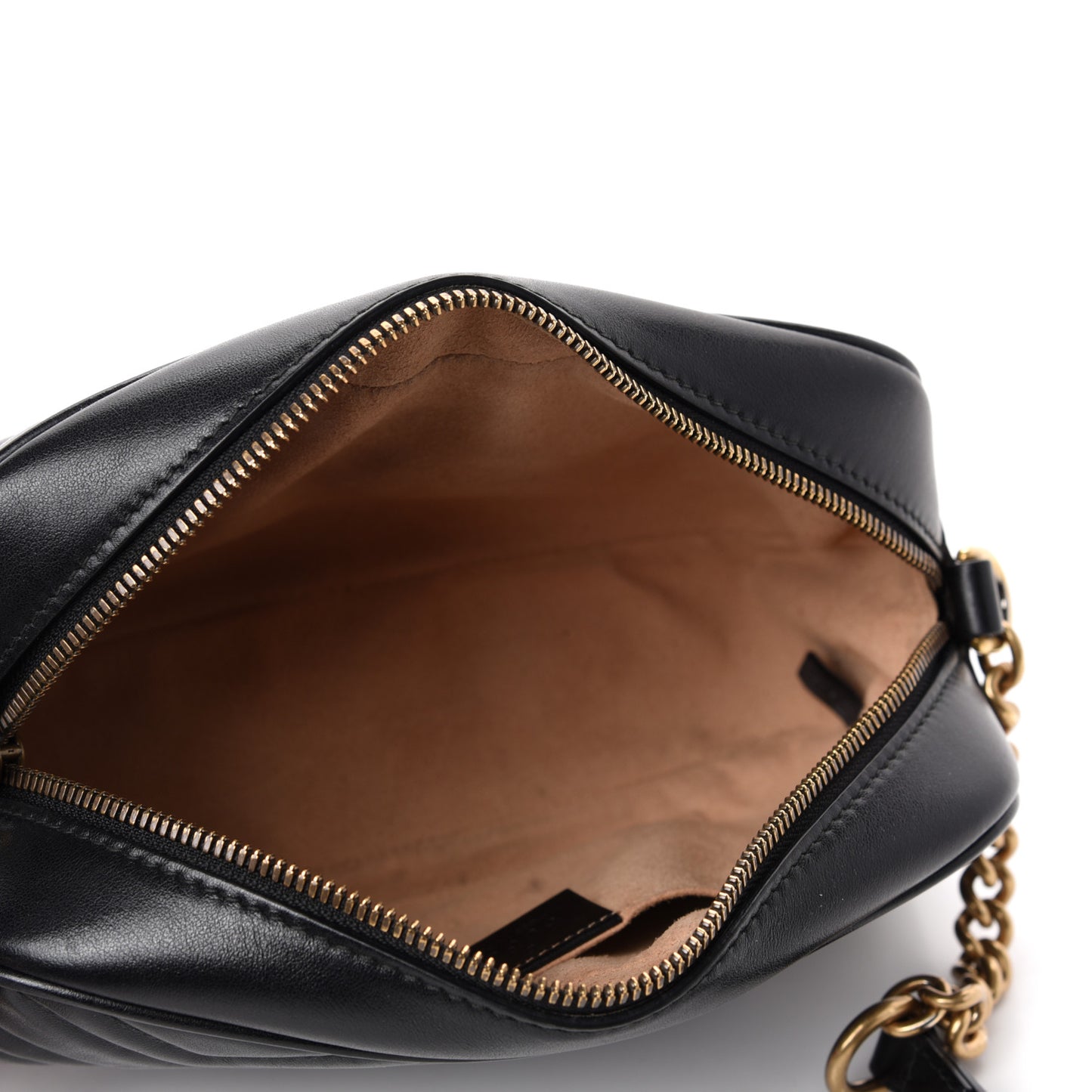 Calfskin Matelasse Small GG Marmont Chain Shoulder Bag Black