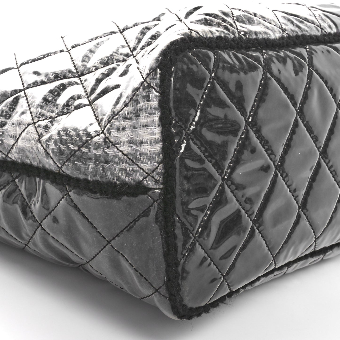 Vinyl Funny Tweed Patchwork Tote Grey