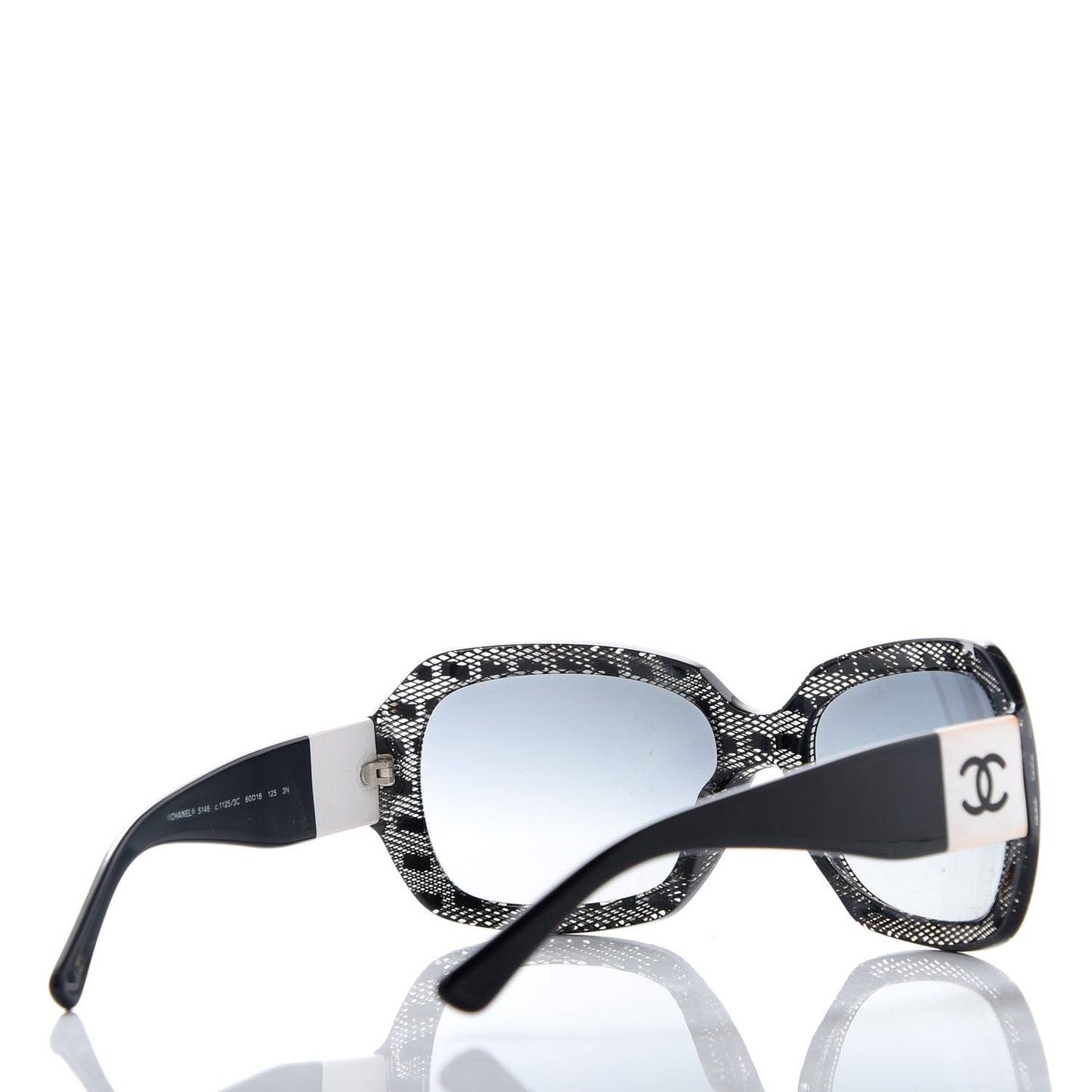 Acetate CC Lace Effect Sunglasses 5146 Black White
