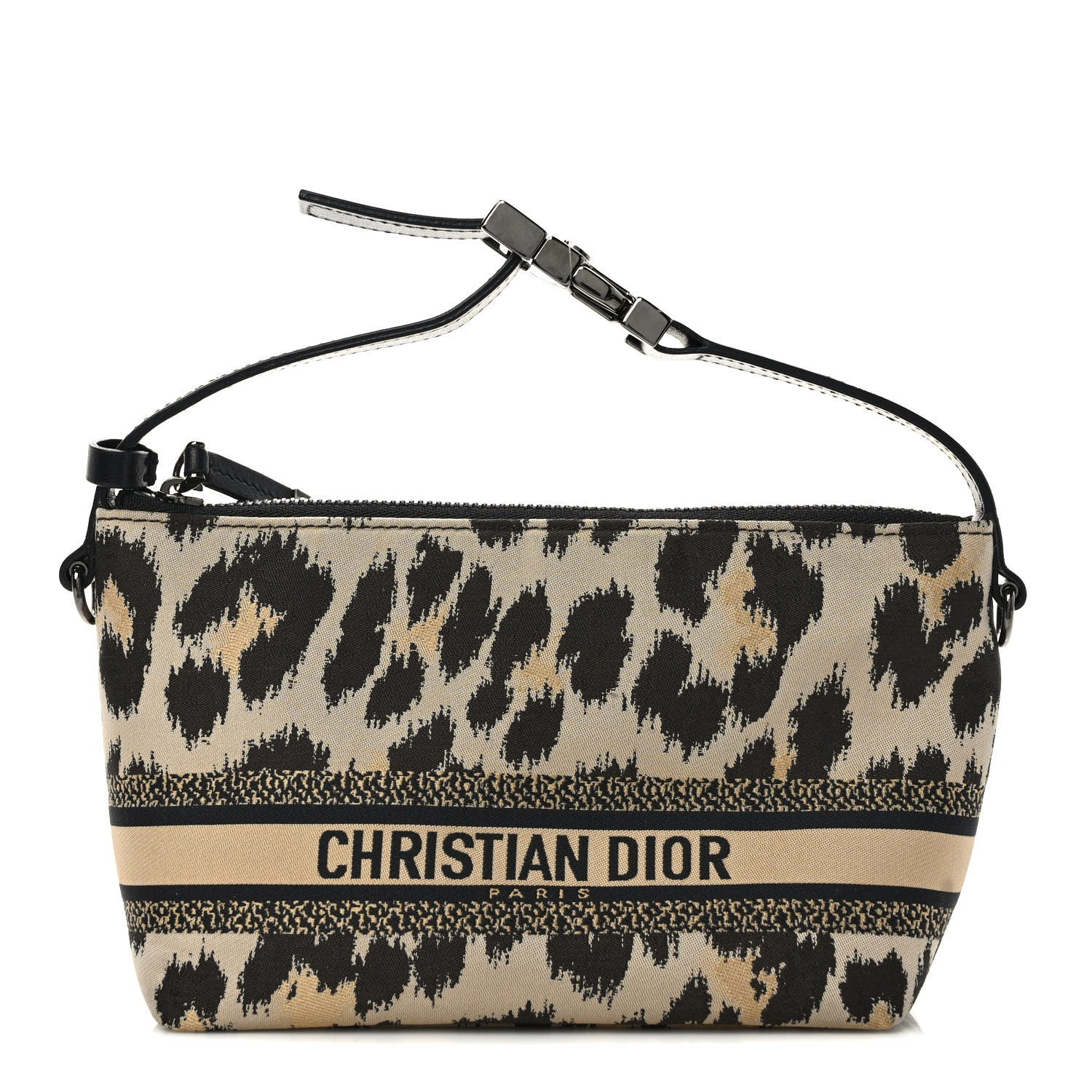 Christian Dior Canvas Mizza Embroidered Medium Leopard DiorTravel Nomad Pouch Beige 1 of 8