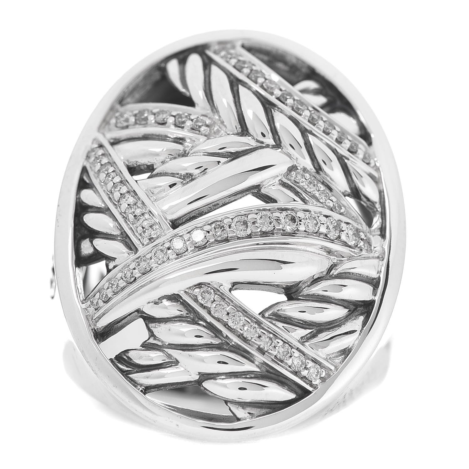 David Yurman Sterling Silver Diamond Papyrus Ring 55 7.25 1 of 5