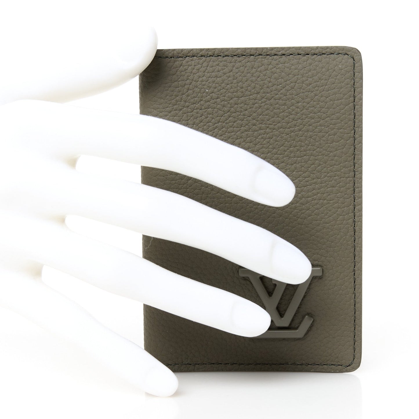 Grained Calfskin Aerogram Pocket Organizer Khaki