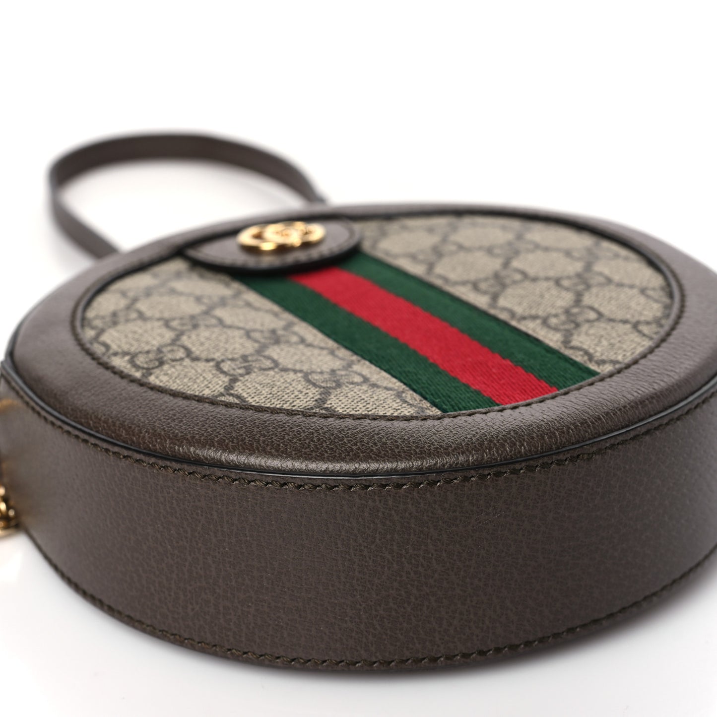 GG Supreme Monogram Web Mini Ophidia Round Shoulder Bag Brown