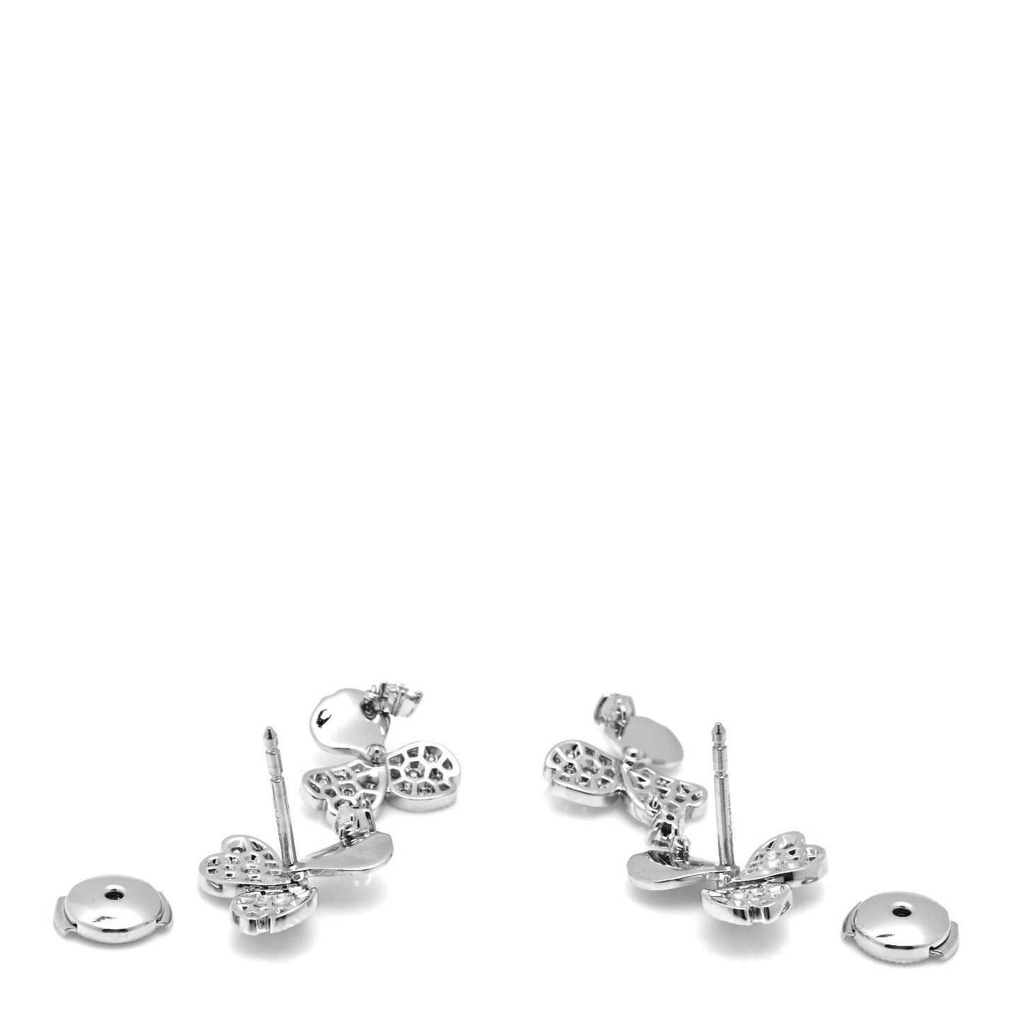 Platinum Diamond Paper Flowers Cluster Drop Earrings