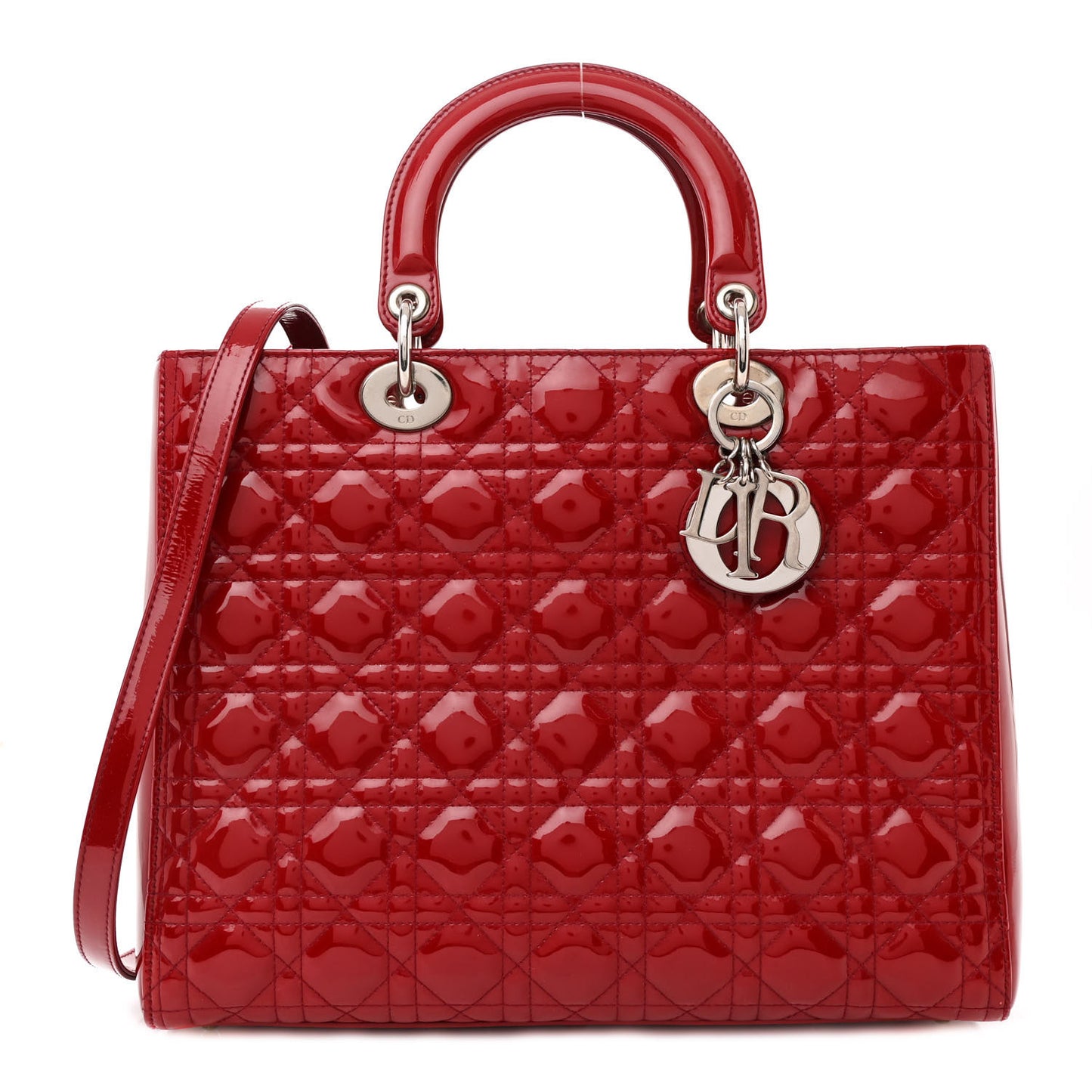 Patent Cannage Large Lady Dior Red