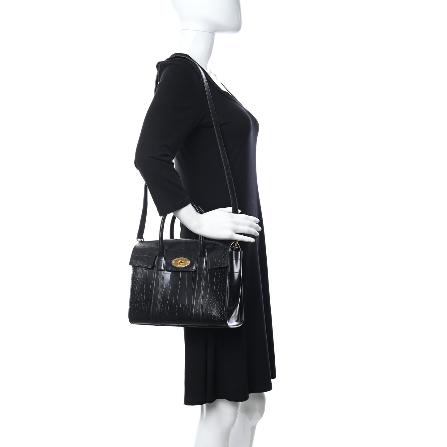 Crocodile Embossed Calfskin Bayswater Black