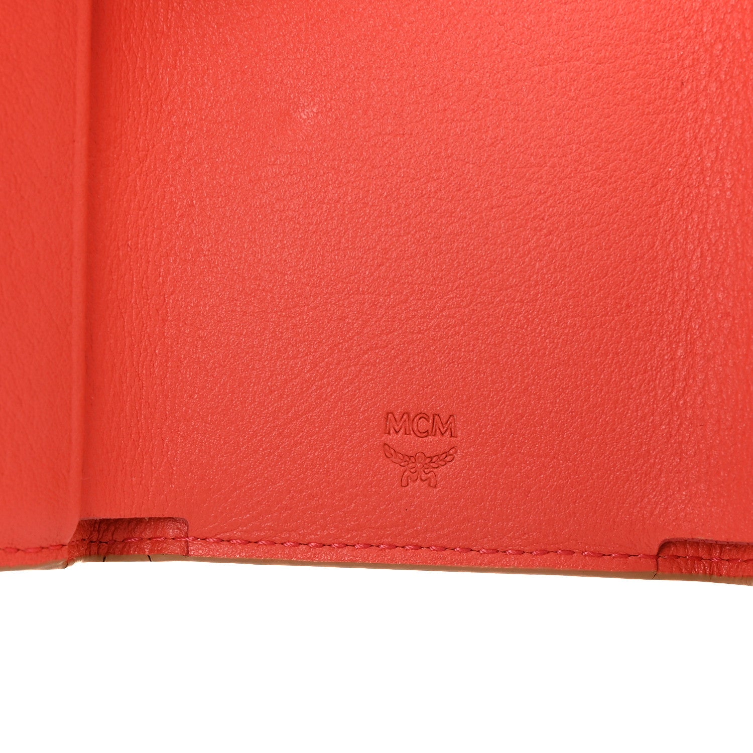 MCM Calfskin Ottomar Monogram Tri-Fold Wallet Hot Coral 6 of 6