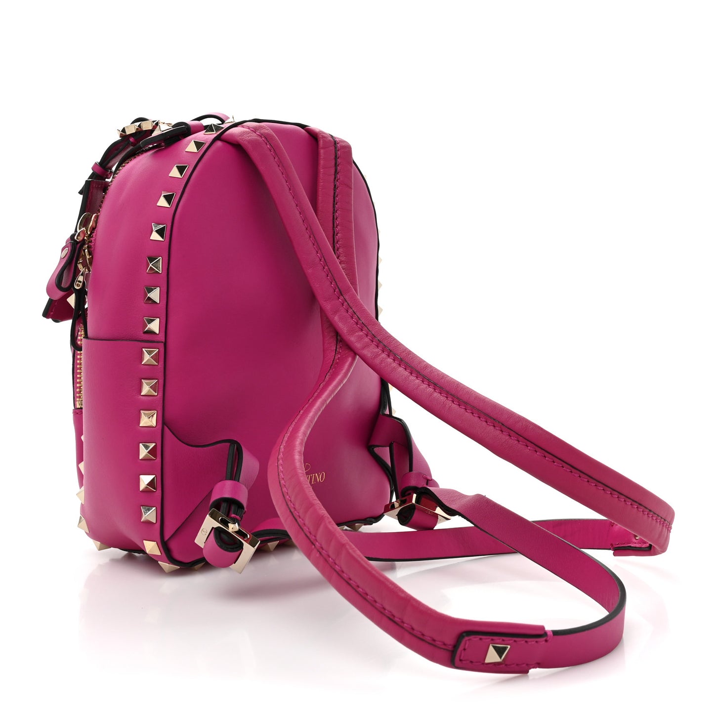 Calfskin Mini Rockstud Backpack Fuxia