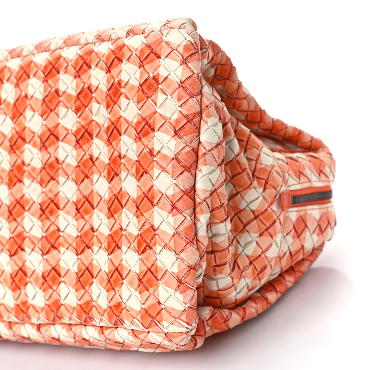 Nappa Intrecciato Gingham Boston White Orange