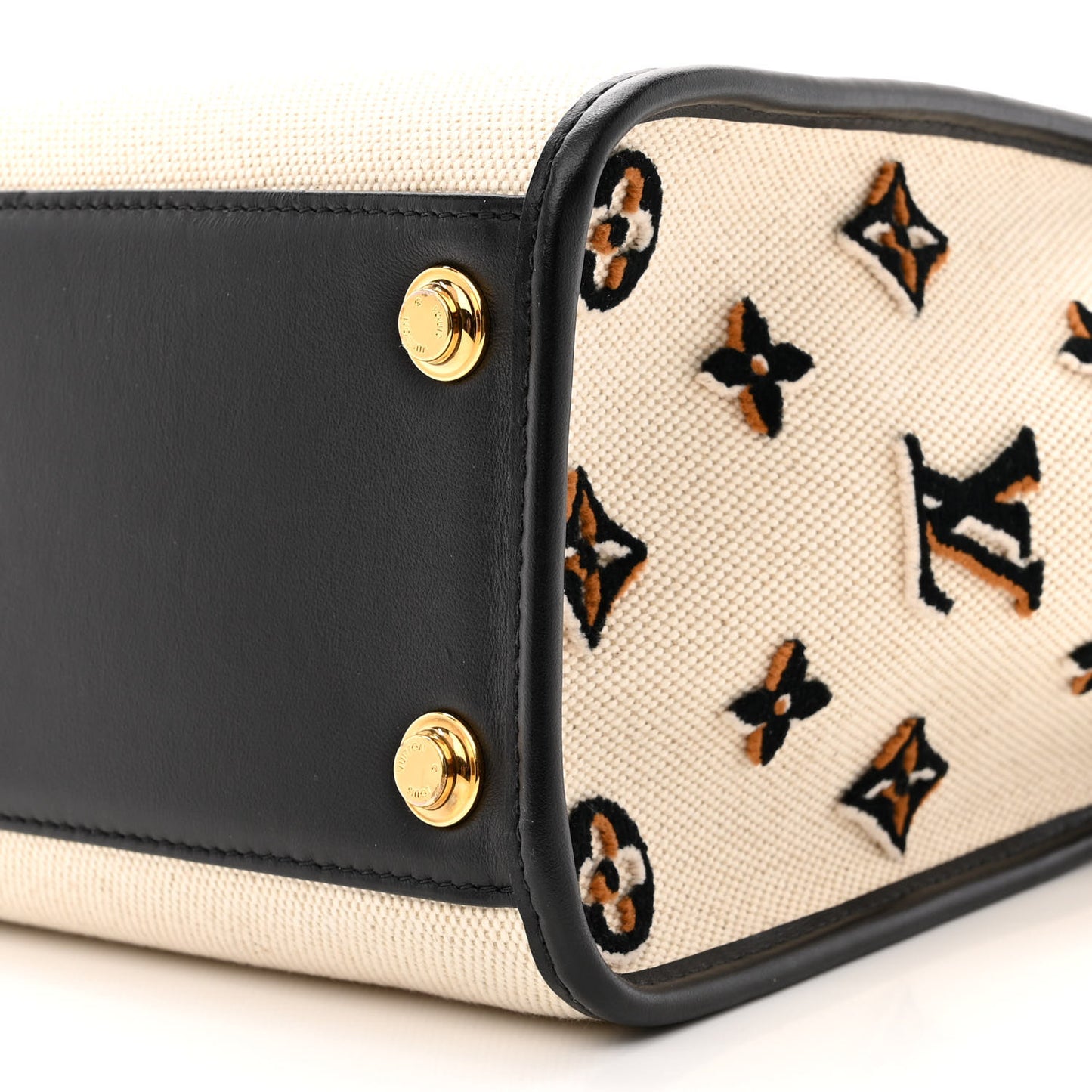 Canvas Calfskin Monogram On My Side MM Black