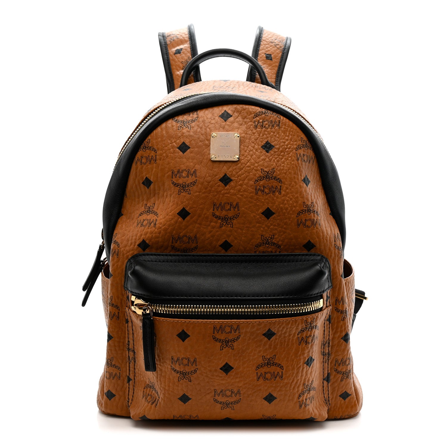 MCM Visetos Small Stark Backpack Cognac Black 1814630 – FASHIONPHILE