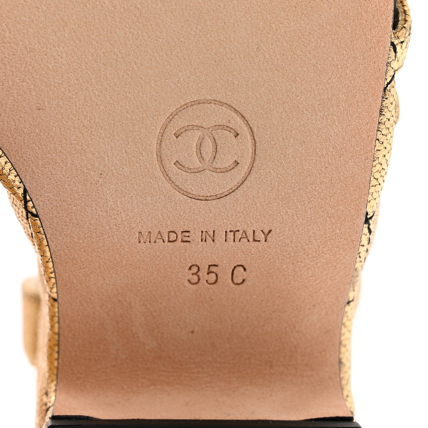 Laminated Goatskin Quilted Wedge Sandals 35 Gold